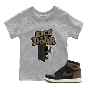 Air Jordan 1 Palomino shirt to match jordans Kick In The Door sneaker tees AJ1 High Palomino SNRT Sneaker Release Tees Baby Toddler Heather Grey 1 T-Shirt