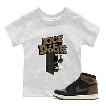 Air Jordan 1 Palomino shirt to match jordans Kick In The Door sneaker tees AJ1 High Palomino SNRT Sneaker Release Tees Baby Toddler White 1 T-Shirt