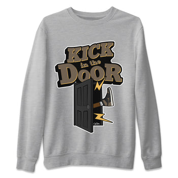Air Jordan 1 Palomino shirt to match jordans Kick In The Door sneaker tees AJ1 High Palomino SNRT Sneaker Release Tees Unisex Heather Grey 2 T-Shirt