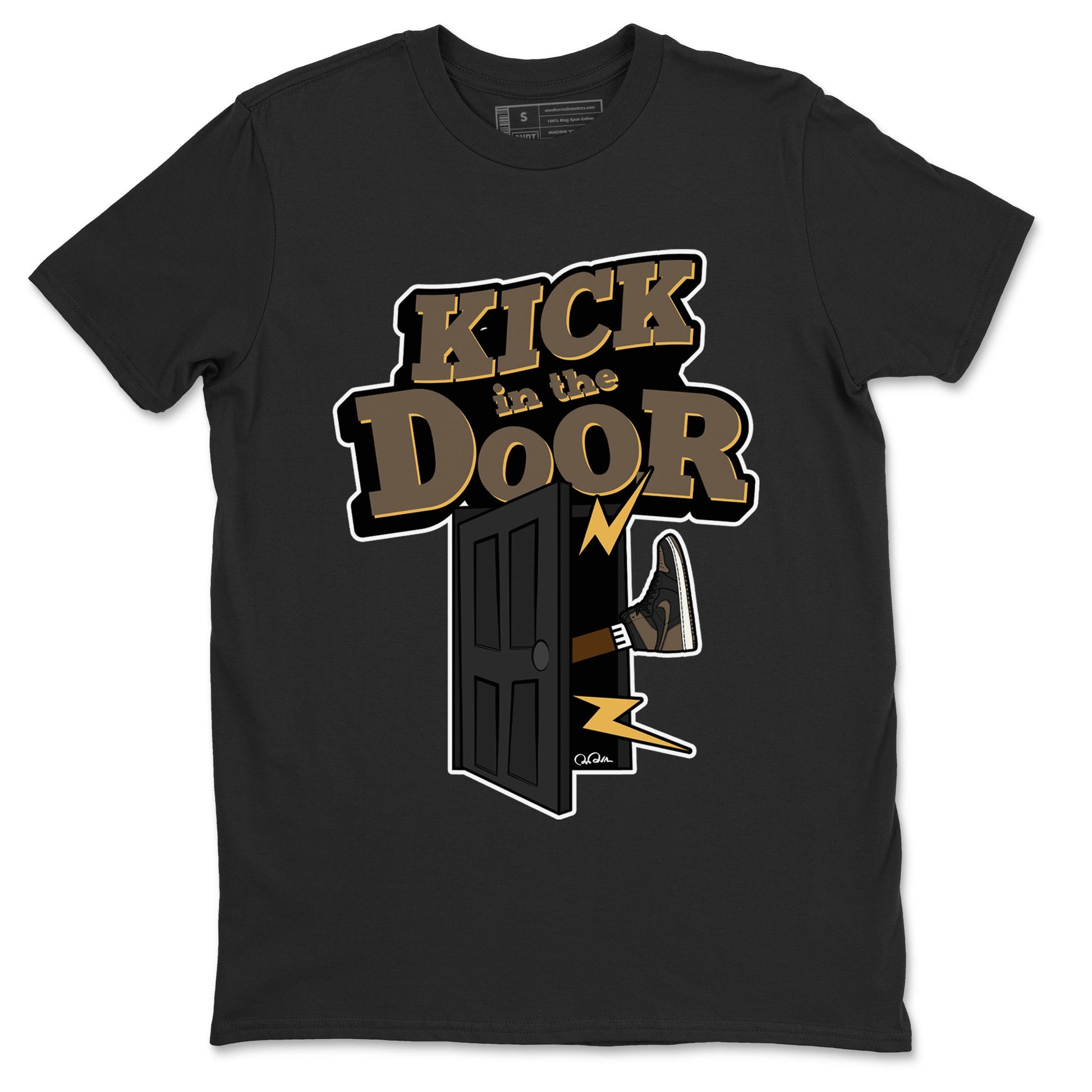 Air Jordan 1 Palomino shirt to match jordans Kick In The Door sneaker tees AJ1 High Palomino SNRT Sneaker Release Tees Unisex Black 2 T-Shirt