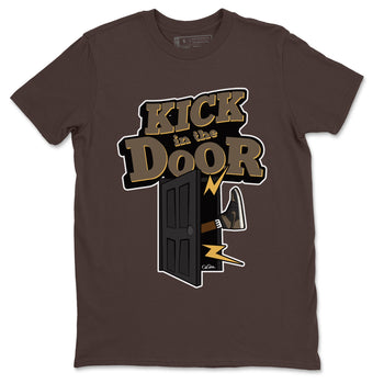 Air Jordan 1 Palomino shirt to match jordans Kick In The Door sneaker tees AJ1 High Palomino SNRT Sneaker Release Tees Unisex Dark Chocolate 2 T-Shirt