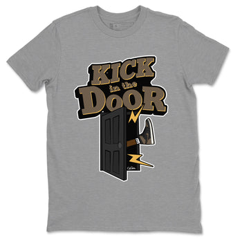 Air Jordan 1 Palomino shirt to match jordans Kick In The Door sneaker tees AJ1 High Palomino SNRT Sneaker Release Tees Unisex Heather Grey 2 T-Shirt