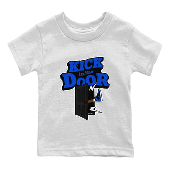 Air Jordan 1 Royal Reimagined shirt to match jordans Kick In The Door sneaker tees AJ1 OG HIGH Royal Reimagined SNRT Sneaker Release Tees Baby Toddler White 2 T-Shirt
