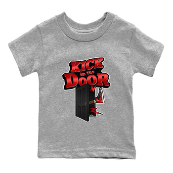 Air Jordan 1 Satin Bred Sneaker Match Tees Kick In The Door Sneaker Tees AJ1 Satin Bred Sneaker Release Tees Kids Shirts Heather Grey 2
