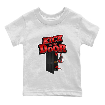 Air Jordan 1 Satin Bred Sneaker Match Tees Kick In The Door Sneaker Tees AJ1 Satin Bred Sneaker Release Tees Kids Shirts White 2