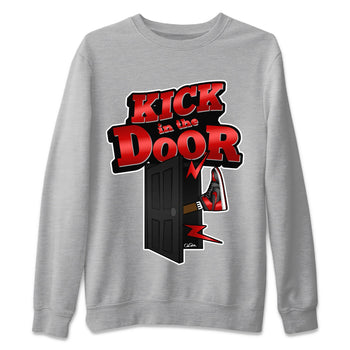 Air Jordan 1 Satin Bred Sneaker Match Tees Kick In The Door Sneaker Tees AJ1 Satin Bred Sneaker Release Tees Unisex Shirts Heather Grey 2