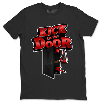 Air Jordan 1 Satin Bred Sneaker Match Tees Kick In The Door Sneaker Tees AJ1 Satin Bred Sneaker Release Tees Unisex Shirts Black 2