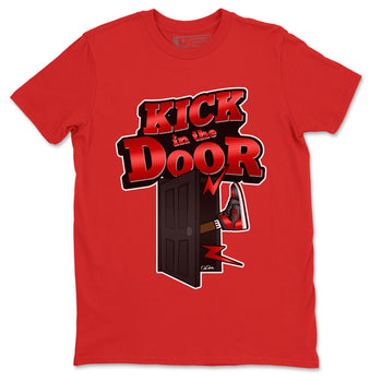 Air Jordan 1 Satin Bred Sneaker Match Tees Kick In The Door Sneaker Tees AJ1 Satin Bred Sneaker Release Tees Unisex Shirts Red 2