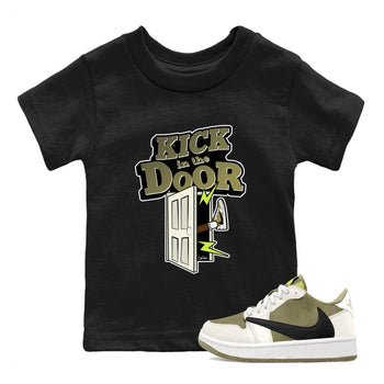 Air Jordan 1 Travis Scott Golf shirt to match jordans Kick In The Door sneaker tees AJ1 lowTravis Scott Golf SNRT Sneaker Release Tees Baby Toddler Black 1 T-Shirt