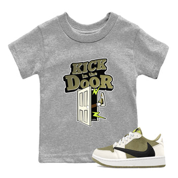 Air Jordan 1 Travis Scott Golf shirt to match jordans Kick In The Door sneaker tees AJ1 lowTravis Scott Golf SNRT Sneaker Release Tees Baby Toddler Heather Grey 1 T-Shirt