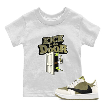 Air Jordan 1 Travis Scott Golf shirt to match jordans Kick In The Door sneaker tees AJ1 lowTravis Scott Golf SNRT Sneaker Release Tees Baby Toddler White 1 T-Shirt