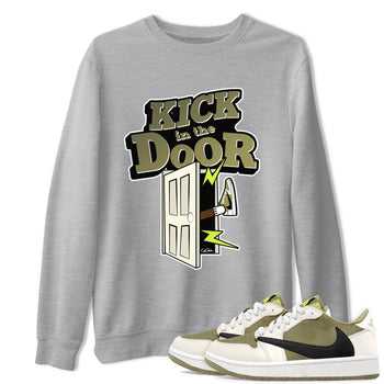 Air Jordan 1 Travis Scott Golf shirt to match jordans Kick In The Door sneaker tees AJ1 lowTravis Scott Golf SNRT Sneaker Release Tees Unisex Heather Grey 1 T-Shirt