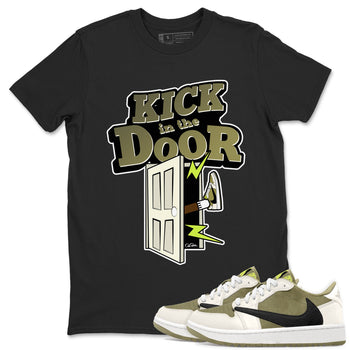 Air Jordan 1 Travis Scott Golf shirt to match jordans Kick In The Door sneaker tees AJ1 lowTravis Scott Golf SNRT Sneaker Release Tees Unisex Black 1 T-Shirt