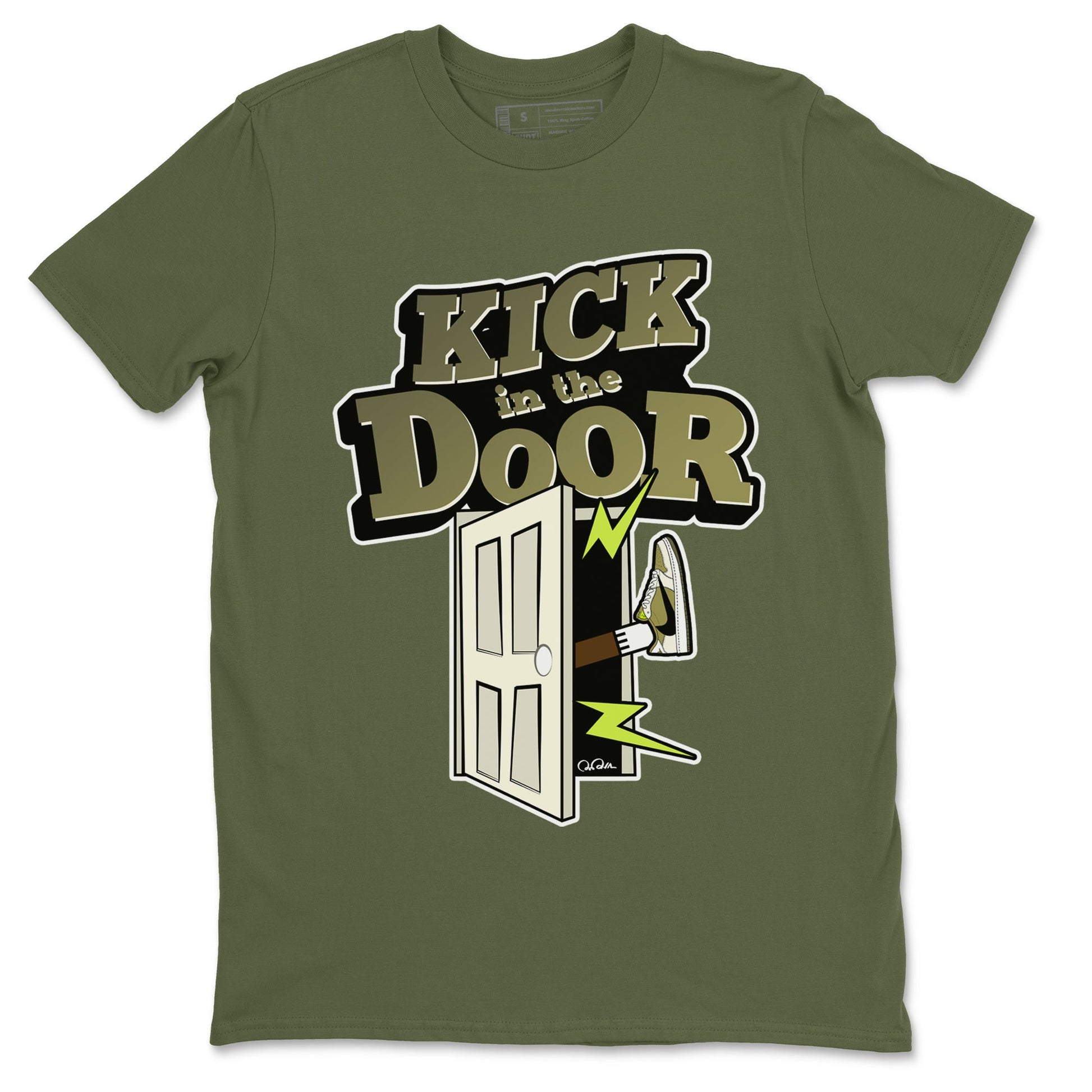 Air Jordan 1 Travis Scott Golf shirt to match jordans Kick In The Door sneaker tees AJ1 lowTravis Scott Golf SNRT Sneaker Release Tees Unisex Military Green 2 T-Shirt