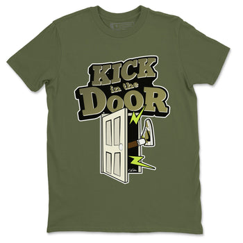 Air Jordan 1 Travis Scott Golf shirt to match jordans Kick In The Door sneaker tees AJ1 lowTravis Scott Golf SNRT Sneaker Release Tees Unisex Military Green 2 T-Shirt