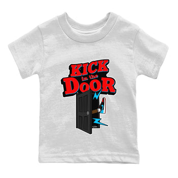 Air Jordan 1 UNC to Chicago Sneaker Match Tees Kick In The Door Sneaker Tees AJ1 UNC to Chicago Sneaker Release Tees Kids Shirts White 2