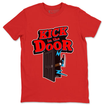 Air Jordan 1 UNC to Chicago Sneaker Match Tees Kick In The Door Sneaker Tees AJ1 UNC to Chicago Sneaker Release Tees Unisex Shirts Red 2