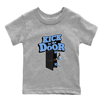 Air Jordan 1 Retro High OG UNC Toe Shirt to match Jordans Kick In The Door Sneaker Tees AJ1 UNC Toe SNRT Sneaker Release Tees Kids and Baby Tees Heather Grey 2