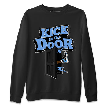 Air Jordan 1 Retro High OG UNC Toe Shirt to match Jordans Kick In The Door Sneaker Tees AJ1 UNC Toe SNRT Sneaker Release Tees Crew Neck T-Shirts Black 2