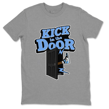 Air Jordan 1 Retro High OG UNC Toe Shirt to match Jordans Kick In The Door Sneaker Tees AJ1 UNC Toe SNRT Sneaker Release Tees Crew Neck T-Shirts Heather Grey 2