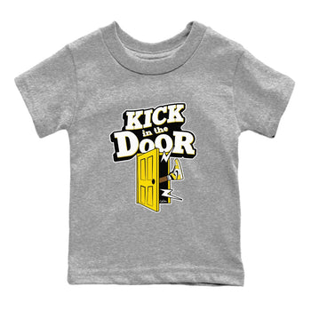 1s Yellow Ochre shirt to match jordans Kick In The Door sneaker tees Air Jordan 1 Yellow Ochre SNRT sneaker release tees baby toddler Heather Grey 2 cotton Shirt