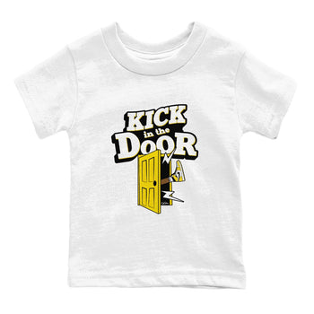 1s Yellow Ochre shirt to match jordans Kick In The Door sneaker tees Air Jordan 1 Yellow Ochre SNRT sneaker release tees baby toddler White 2 cotton Shirt