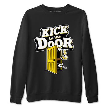 1s Yellow Ochre shirt to match jordans Kick In The Door sneaker tees Air Jordan 1 Yellow Ochre SNRT Sneaker Release Tees unisex cotton Black 2 crew neck shirt