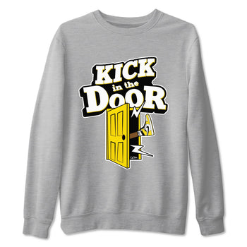 1s Yellow Ochre shirt to match jordans Kick In The Door sneaker tees Air Jordan 1 Yellow Ochre SNRT Sneaker Release Tees unisex cotton Heather Grey 2 crew neck shirt