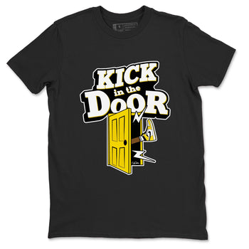 1s Yellow Ochre shirt to match jordans Kick In The Door sneaker tees Air Jordan 1 Yellow Ochre SNRT Sneaker Release Tees unisex cotton Black 2 crew neck shirt