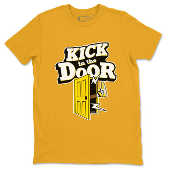 1s Yellow Ochre shirt to match jordans Kick In The Door sneaker tees Air Jordan 1 Yellow Ochre SNRT Sneaker Release Tees unisex cotton Gold 2 crew neck shirt