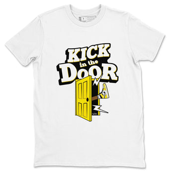 1s Yellow Ochre shirt to match jordans Kick In The Door sneaker tees Air Jordan 1 Yellow Ochre SNRT Sneaker Release Tees unisex cotton White 2 crew neck shirt