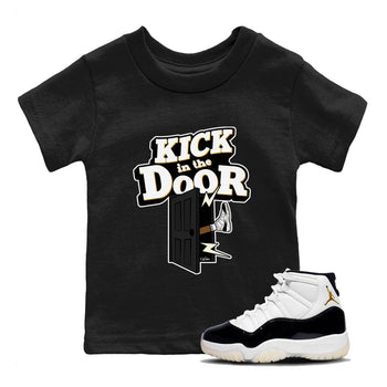 Air Jordan 11 Gratitude shirt to match jordans Kick In The Door sneaker tees AJ11 Gratitude SNRT Sneaker Release Tees Baby Toddler Black 1 T-Shirt