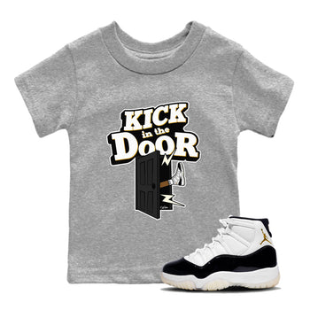 Air Jordan 11 Gratitude shirt to match jordans Kick In The Door sneaker tees AJ11 Gratitude SNRT Sneaker Release Tees Baby Toddler Heather Grey 1 T-Shirt