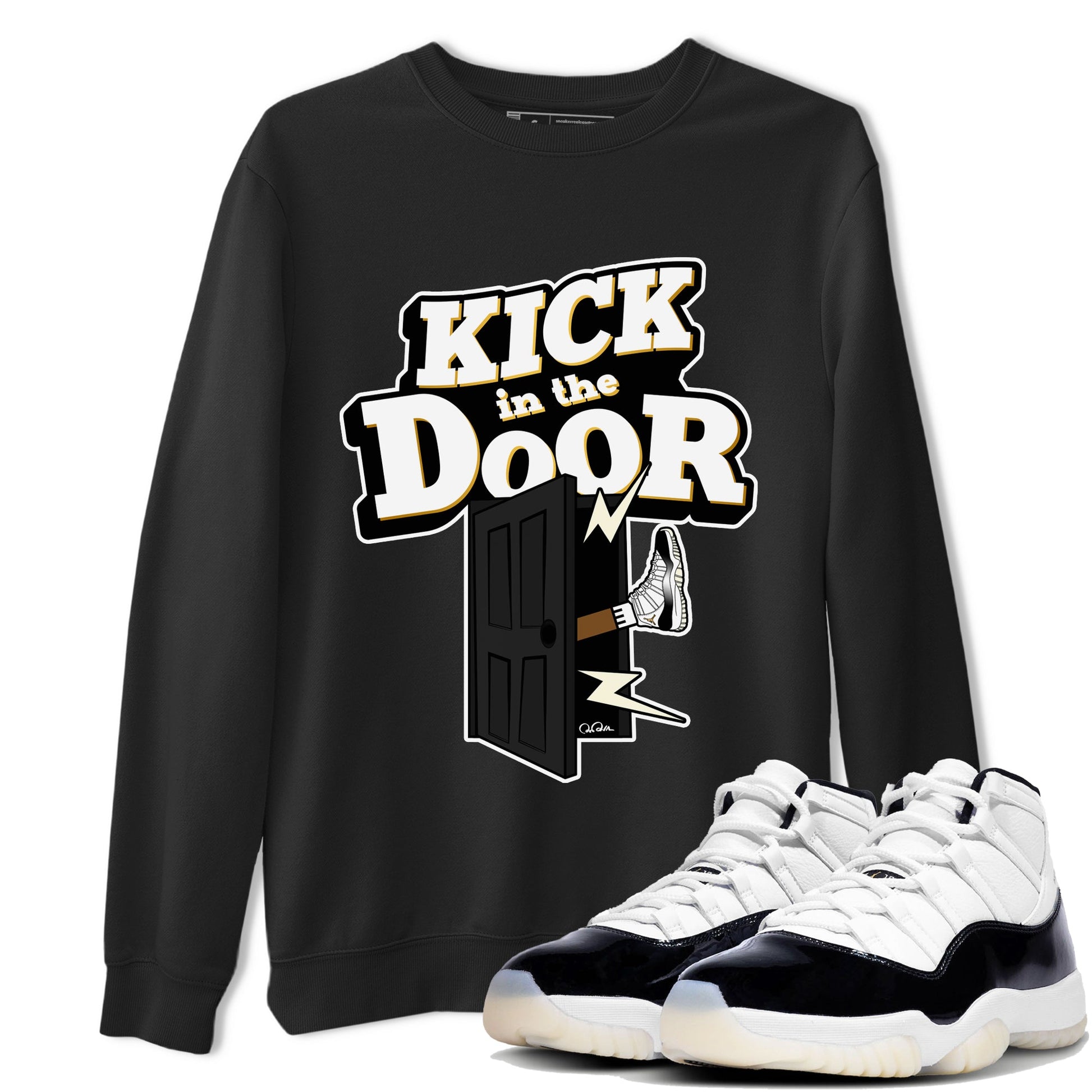 Air Jordan 11 Gratitude shirt to match jordans Kick In The Door sneaker tees AJ11 Gratitude SNRT Sneaker Release Tees Unisex Black 1 T-Shirt
