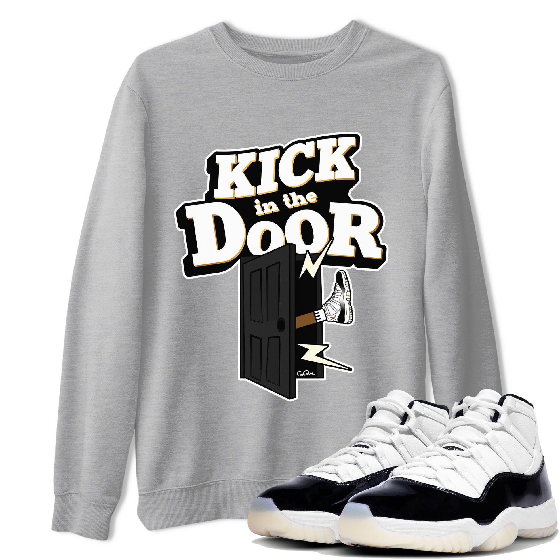 Air Jordan 11 Gratitude shirt to match jordans Kick In The Door sneaker tees AJ11 Gratitude SNRT Sneaker Release Tees Unisex Heather Grey 1 T-Shirt