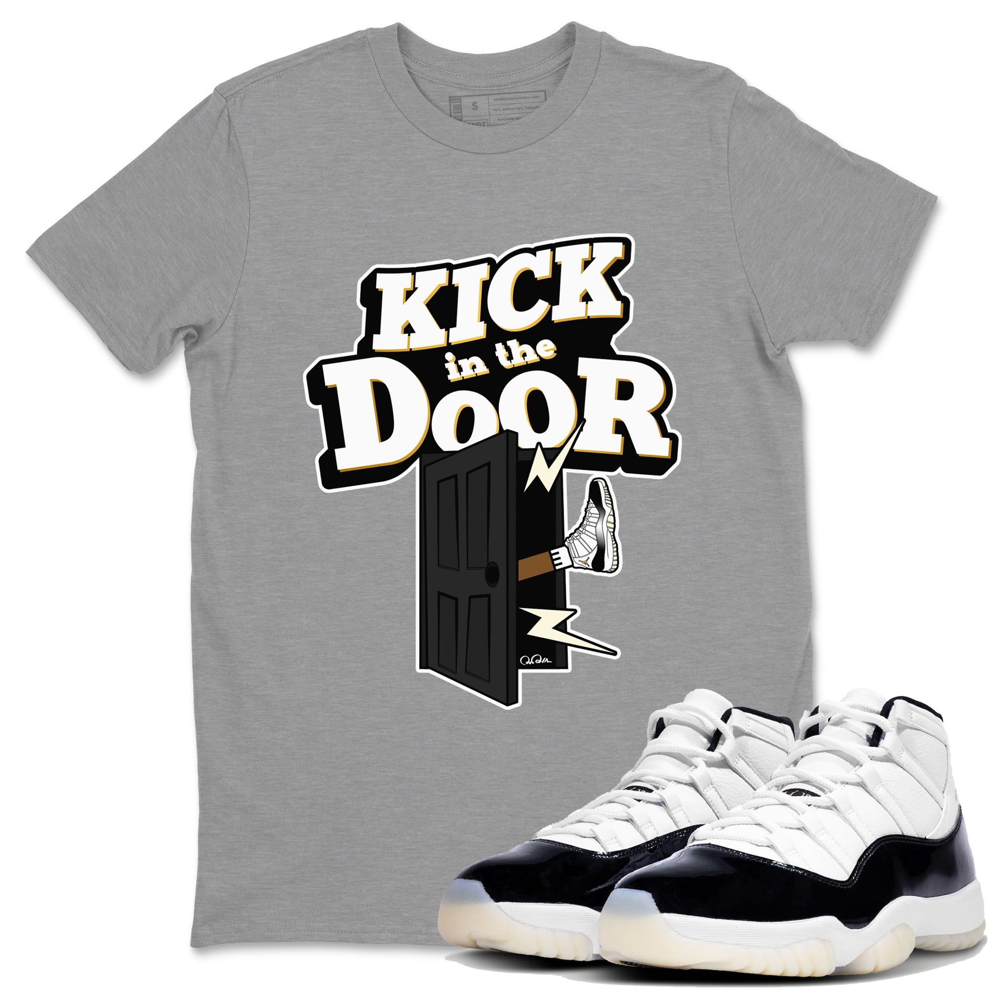 Air Jordan 11 Gratitude shirt to match jordans Kick In The Door sneaker tees AJ11 Gratitude SNRT Sneaker Release Tees Unisex Heather Grey 1 T-Shirt
