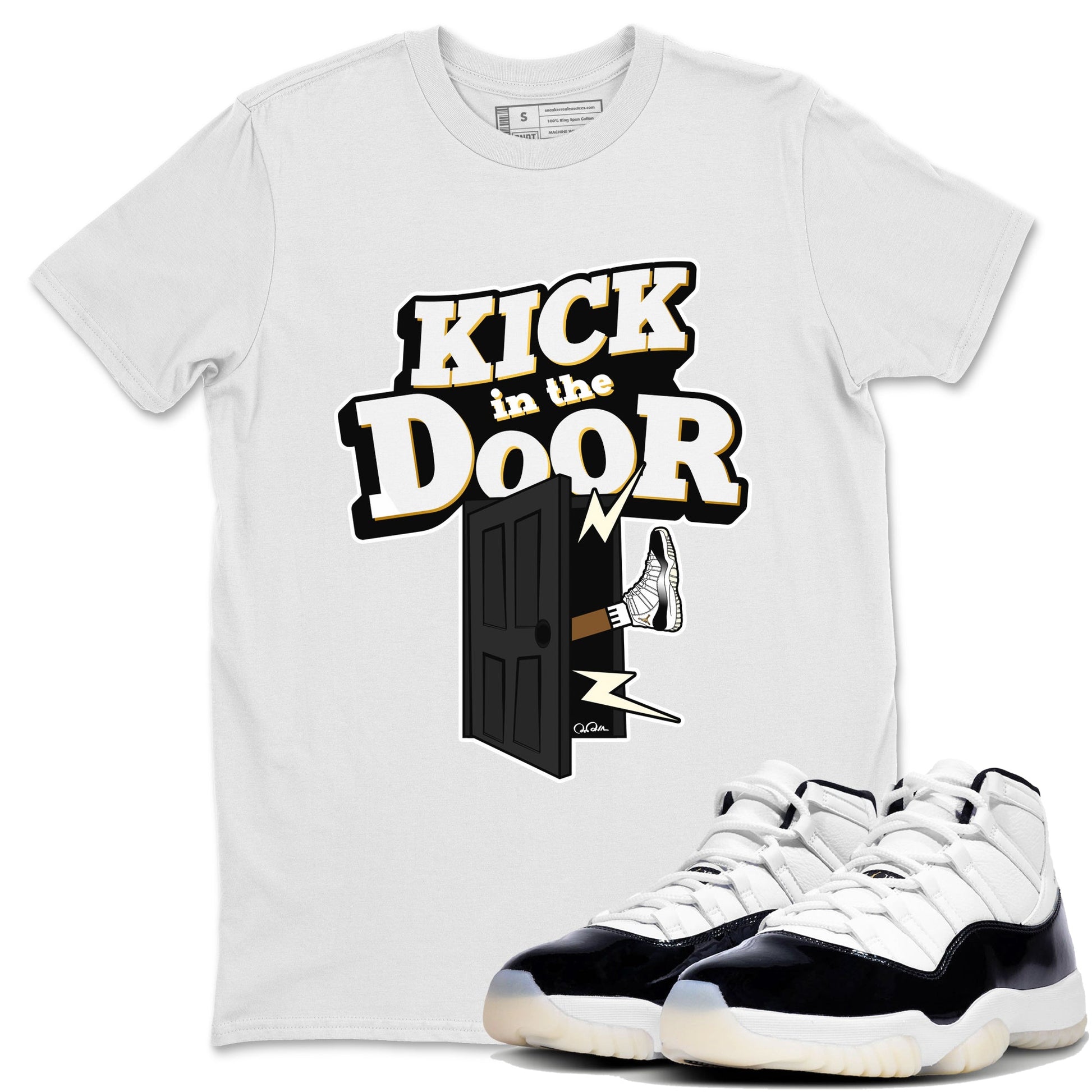 Air Jordan 11 Gratitude shirt to match jordans Kick In The Door sneaker tees AJ11 Gratitude SNRT Sneaker Release Tees Unisex White 1 T-Shirt