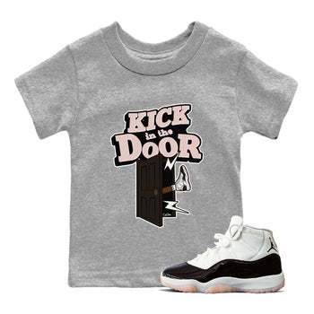 Air Jordan 11 Neapolitan shirt to match jordans Kick In The Door sneaker tees AJ11 Neapolitan SNRT Sneaker Release Tees Baby Toddler Heather Grey 1 T-Shirt