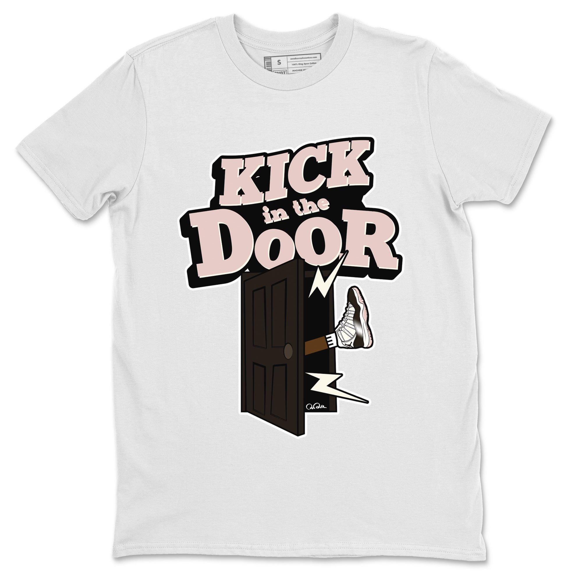 Air Jordan 11 Neapolitan shirt to match jordans Kick In The Door sneaker tees AJ11 Neapolitan SNRT Sneaker Release Tees Unisex White 2 T-Shirt