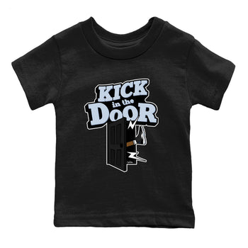 11s Black and Varsity Royal shirt to match jordans Kick In The Door sneaker tees Air Jordan 11 Black/Varsity Royal SNRT Sneaker Release Tees Baby Toddler Black 2 T-Shirt