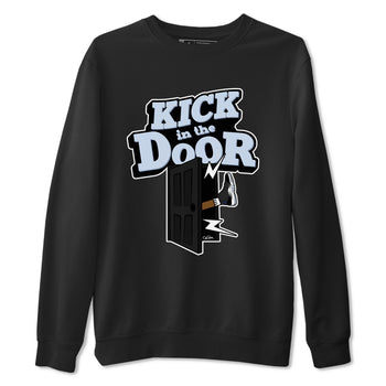 11s Black and Varsity Royal shirt to match jordans Kick In The Door sneaker tees Air Jordan 11 Black/Varsity Royal SNRT Sneaker Release Tees Unisex Black 2 T-Shirt