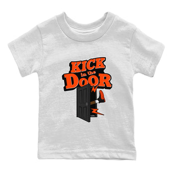 Air Jordan 12 Brilliant Orange Sneaker Match Tees Kick In The Door Sneaker Tees AJ12 Brilliant Orange Sneaker Release Tees Kids Shirts White 2