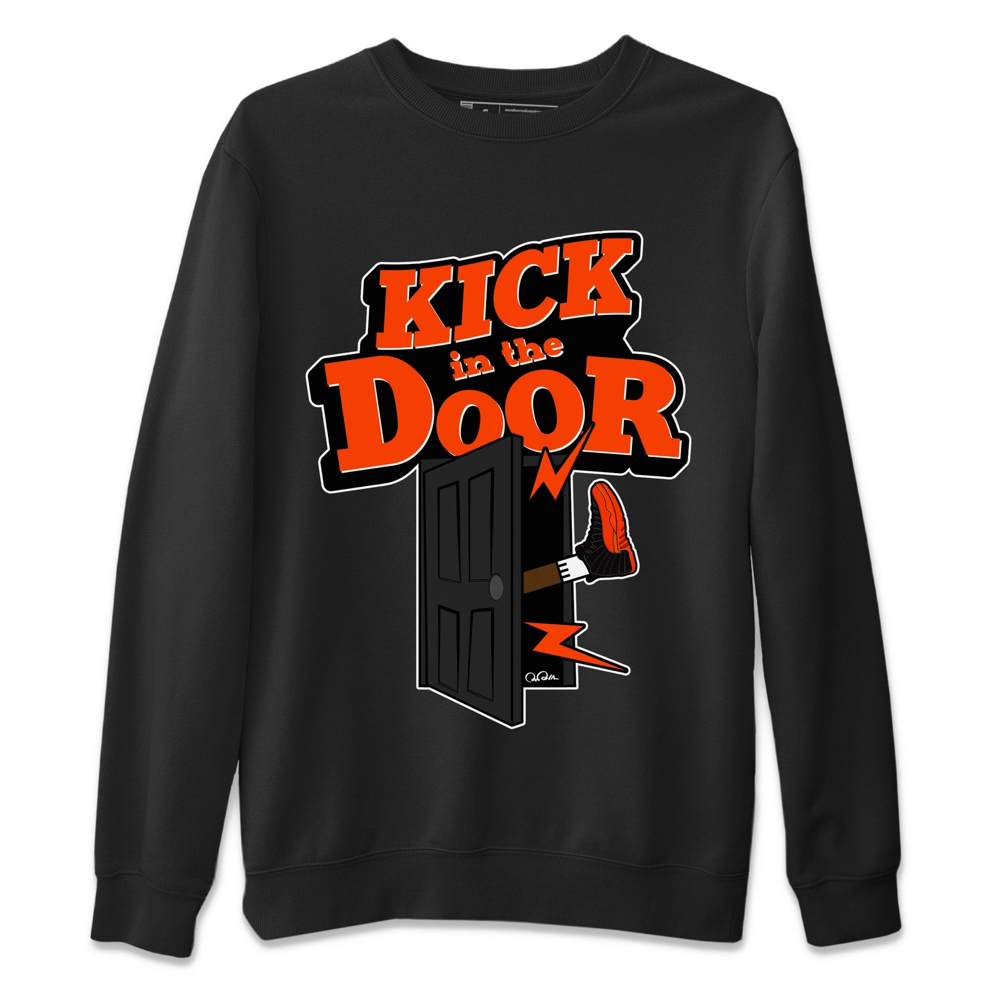 Air Jordan 12 Brilliant Orange Sneaker Match Tees Kick In The Door Sneaker Tees AJ12 Brilliant Orange Sneaker Release Tees Unisex Shirts Black 2