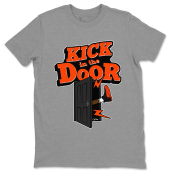 Air Jordan 12 Brilliant Orange Sneaker Match Tees Kick In The Door Sneaker Tees AJ12 Brilliant Orange Sneaker Release Tees Unisex Shirts Heather Grey 2