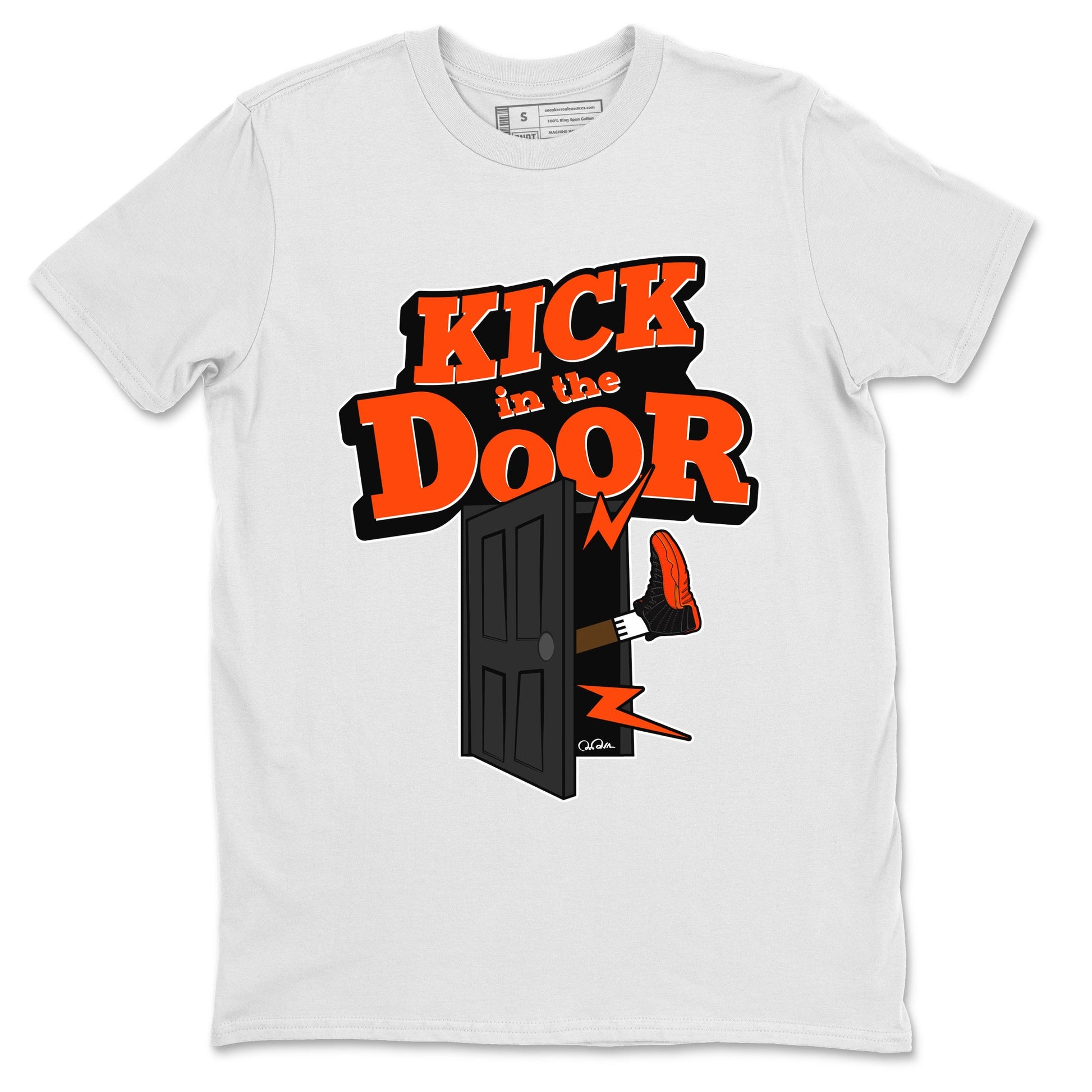 Air Jordan 12 Brilliant Orange Sneaker Match Tees Kick In The Door Sneaker Tees AJ12 Brilliant Orange Sneaker Release Tees Unisex Shirts White 2