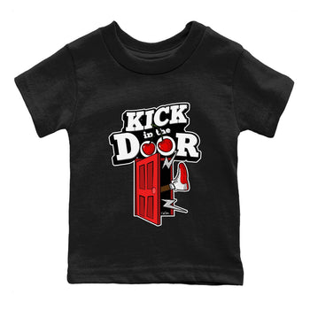 Air Jordan 12 Cherry Sneaker Match Tees Kick In The Door Sneaker Tees AJ12 Cherry Sneaker Release Tees Kids Shirts Black 2