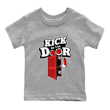 Air Jordan 12 Cherry Sneaker Match Tees Kick In The Door Sneaker Tees AJ12 Cherry Sneaker Release Tees Kids Shirts Heather Grey 2