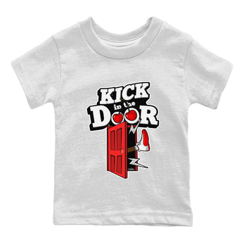 Air Jordan 12 Cherry Sneaker Match Tees Kick In The Door Sneaker Tees AJ12 Cherry Sneaker Release Tees Kids Shirts White 2