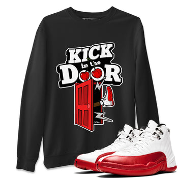 Air Jordan 12 Cherry Sneaker Match Tees Kick In The Door Sneaker Tees AJ12 Cherry Sneaker Release Tees Unisex Shirts Black 1