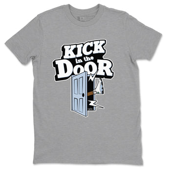 Air Jordan 13 Blue Grey shirt to match jordans Kick In The Door sneaker tees AJ13 Blue Grey SNRT Sneaker Release Tees unisex cotton Heather Grey 2 crew neck shirt